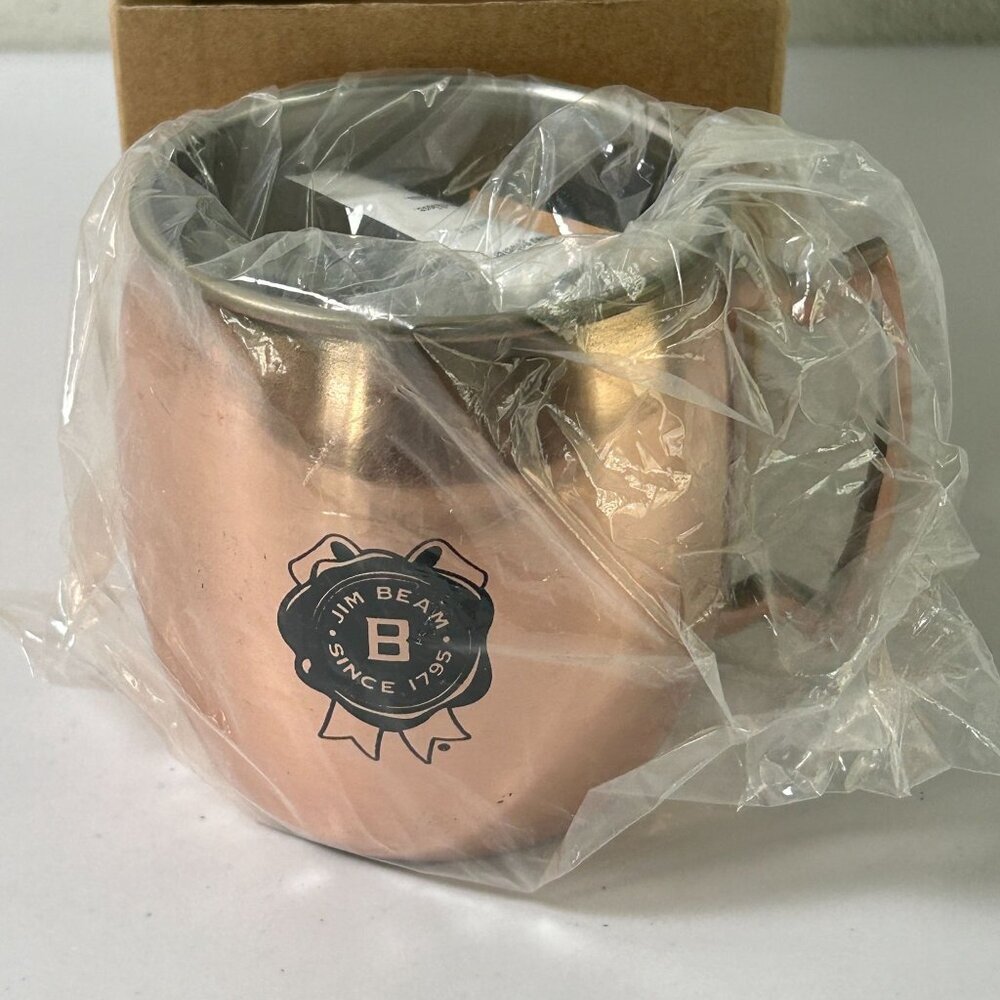 Jim‎ Beam Moscow Mule Mug Copper Metal Cup Handle Barware Recipe NEW